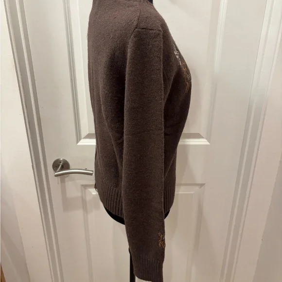 NWT Blu Pepper Brown Cardigan with Embroidered Wildlife - L - Picture 4 of 12